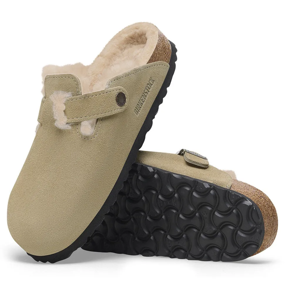 Birkenstock - Sabots Boston en Fourrure - Taupe