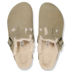 Birkenstock - Sabots Boston en Fourrure - Taupe