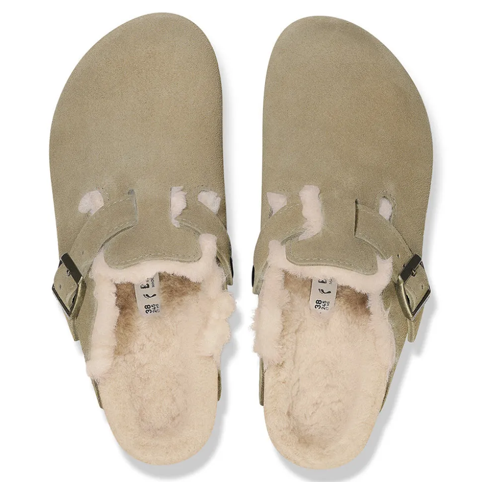 Birkenstock - Sabots Boston en Fourrure - Taupe