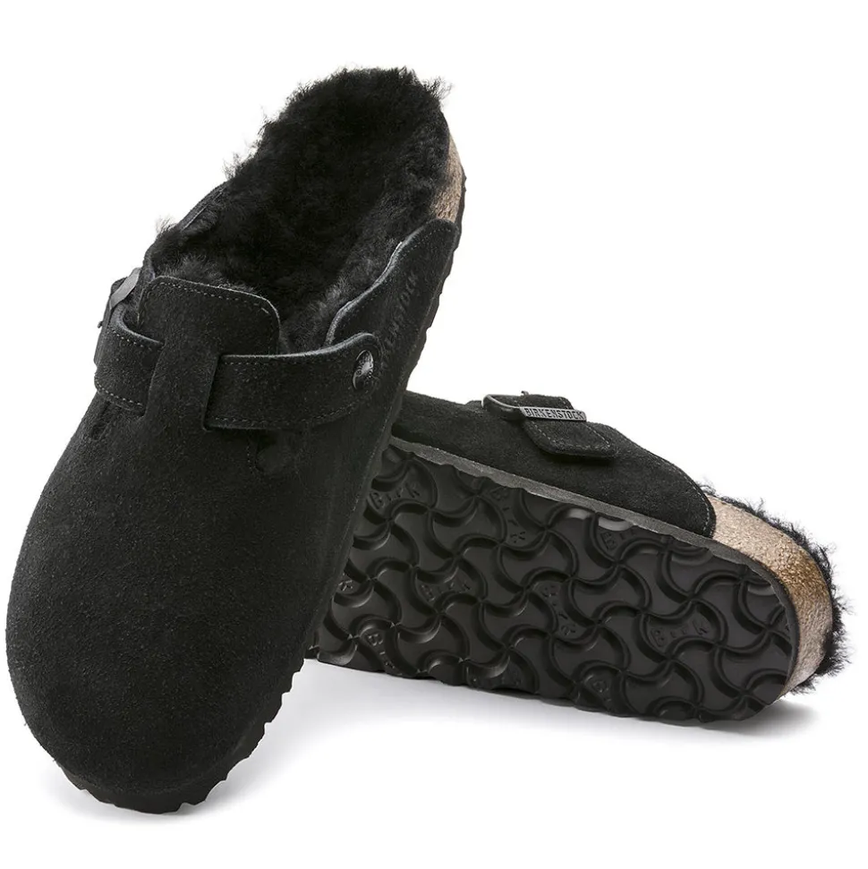 Birkenstock - Sabots Boston en Fourrure - Noir