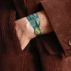 Bracelet à Carreaux Médaille Merci - Vert