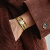 Bracelet à Carreaux Médaille Merci - Jaune