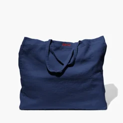 Cabas en lin lavé - Bleu Shibori