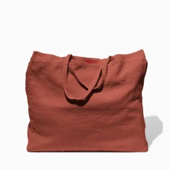 Cabas en lin lavé - Rouge Urushi