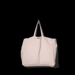 Cabas en lin lavé Merci - Beige rosé