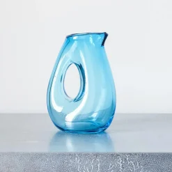 Carafe en verre soufflé- Turquoise