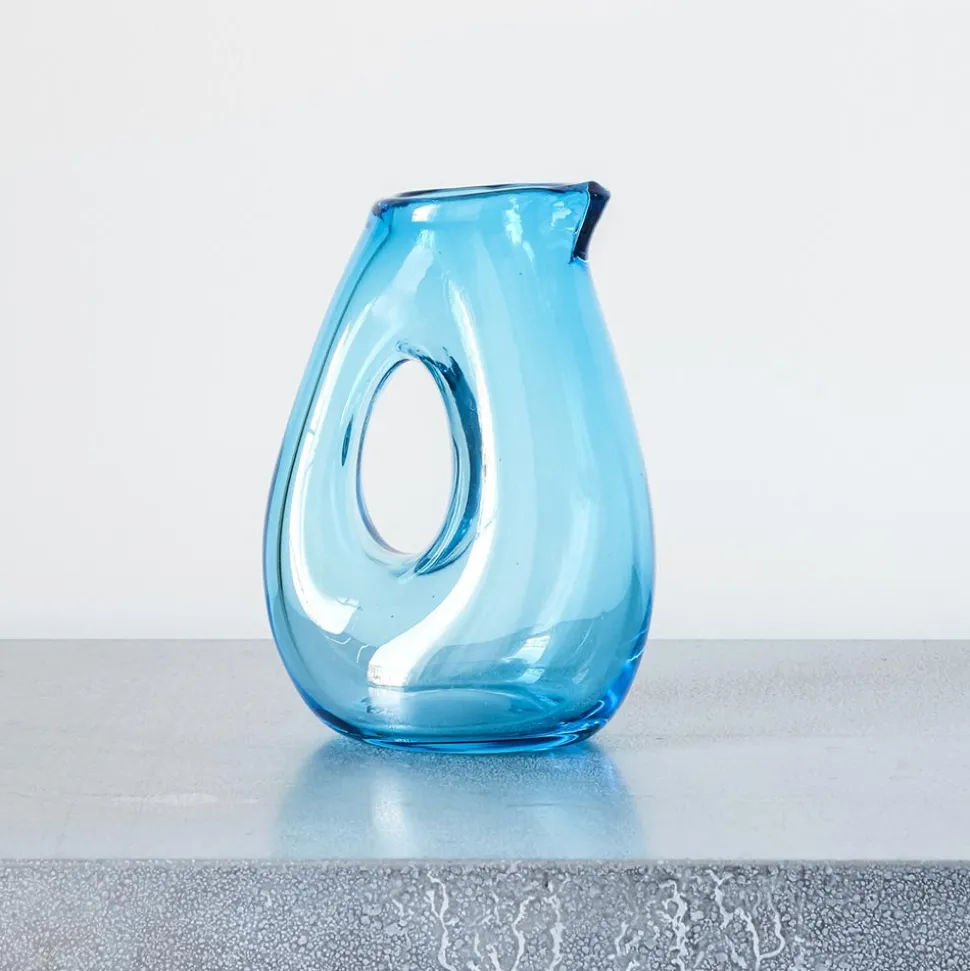 Carafe en verre soufflé- Turquoise