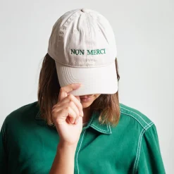 Casquette unisexe brodée Non Merci - Écru