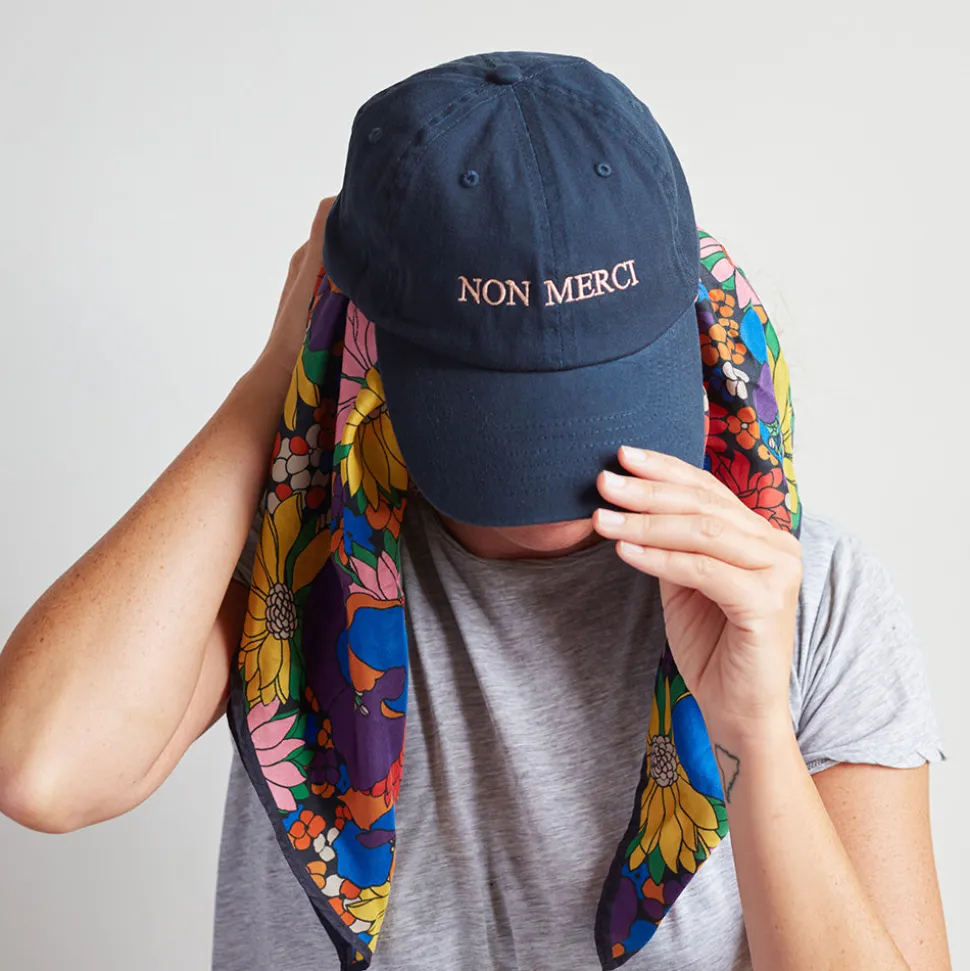 Casquette unisexe brodée Non Merci - Bleu Marine