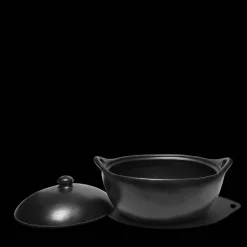Casserole ovale en argile - Noir