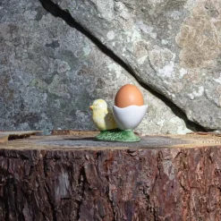 Coquetier coquille d'oeuf avec poussin