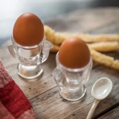 Coquetier poule en verre pressé