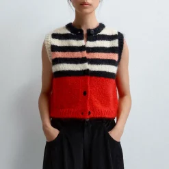 Cordera - Gilet Rayé - Rouge