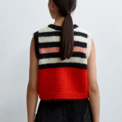 Cordera - Gilet Rayé - Rouge
