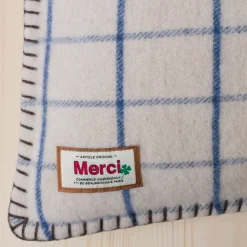 Coussin Merci - Carreaux Bleu Shibori
