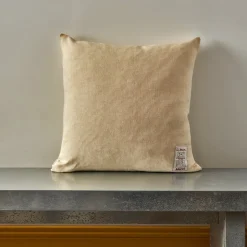 Coussin épais en lin - Chambray Jaune