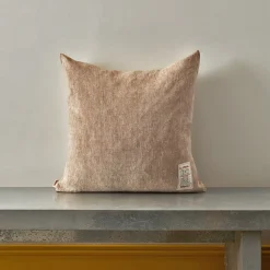 Coussin épais en lin - Chambray Brique de Sienne