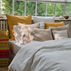 Coussin épais en lin - Rayures Matelas Bleu & Jaune Asahi