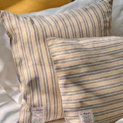 Coussin épais en lin - Rayures Matelas Bleu & Jaune Asahi