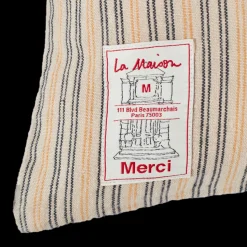 Coussin épais en lin - Rayures Matelas Bleu & Jaune Asahi
