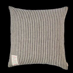 Coussin épais en lin - Rayures Bleu Encre