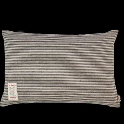 Coussin épais en lin - Rayures Bleu Encre