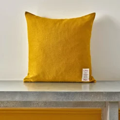 Coussin épais en lin - Uni Olive