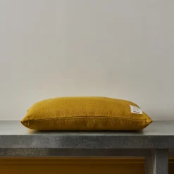 Coussin épais en lin - Uni Olive