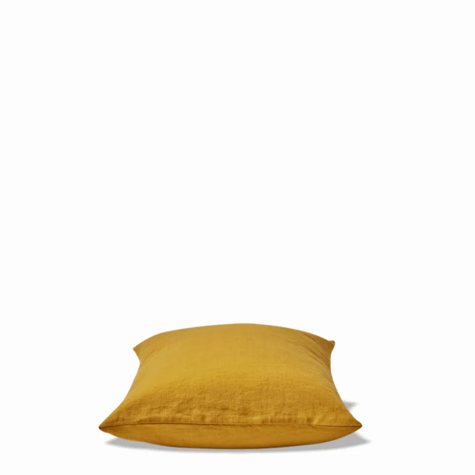 Coussin épais en lin - Uni Olive