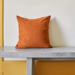 Coussin épais en lin - Uni Brique de Sienne