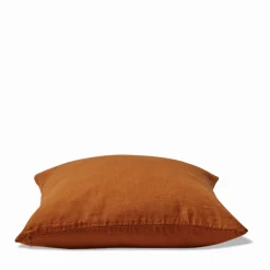 Coussin épais en lin - Uni Brique de Sienne