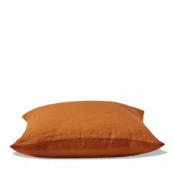 Coussin épais en lin - Uni Brique de Sienne
