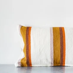 Coussin rayé - Moutarde