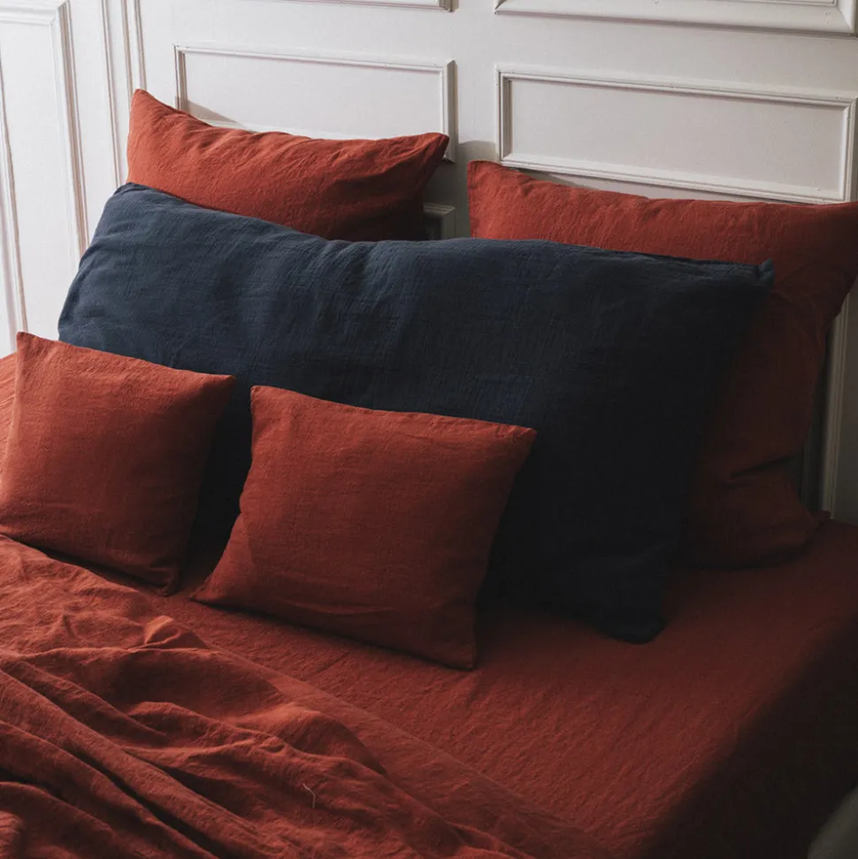 Coussin rectangle en gaze de coton - Gris Fusain