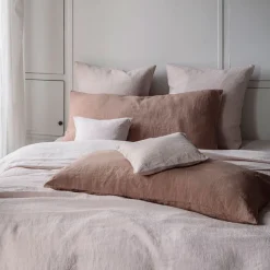 Coussin rectangle en lin lavé - Rose Argile