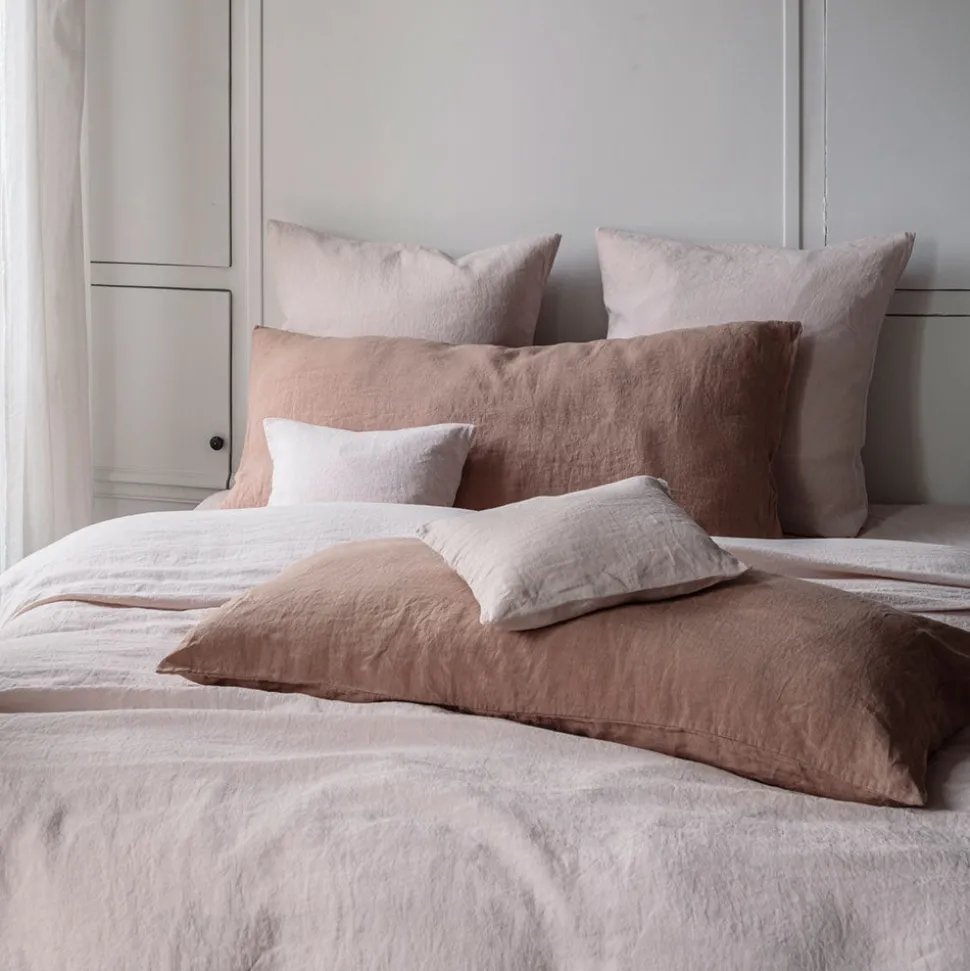 Coussin rectangle en lin lavé - Rose Argile
