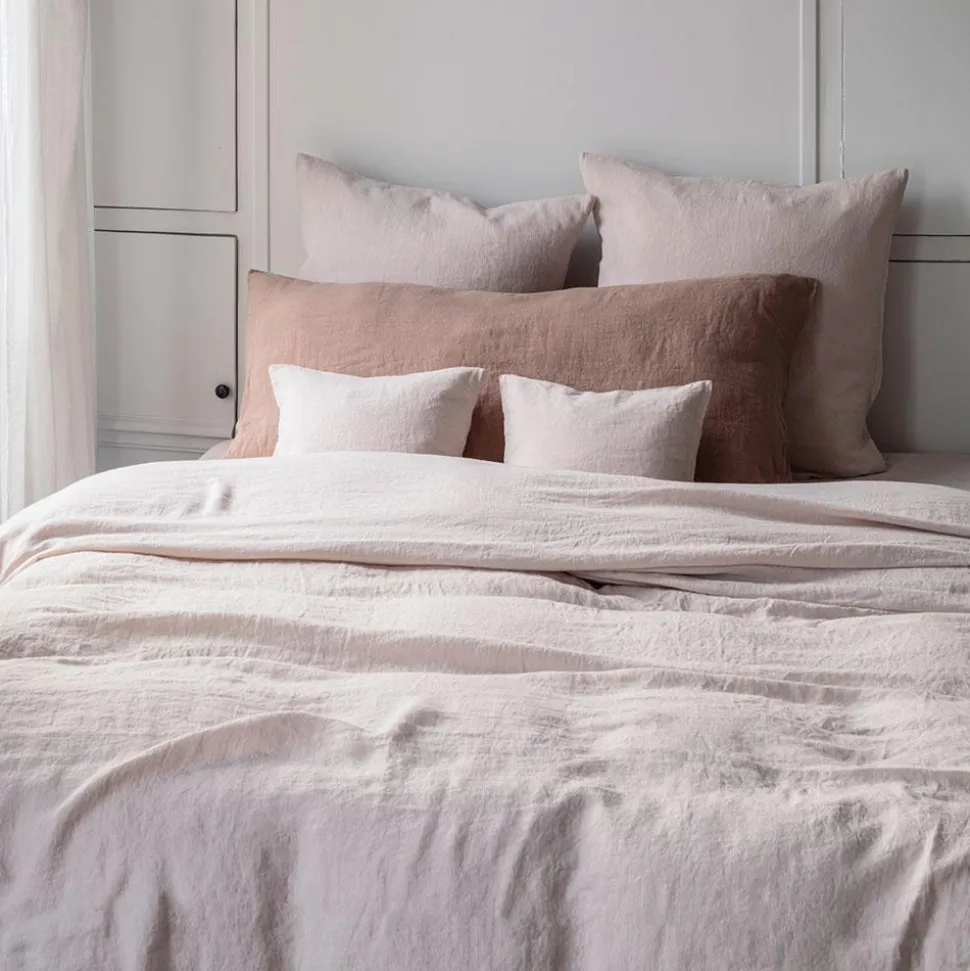 Coussin rectangle en lin lavé - Rose Argile