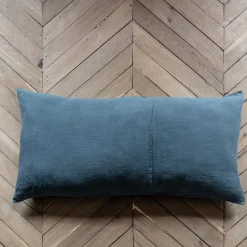 Coussin rectangle en lin lavé - Bleu Pétrole