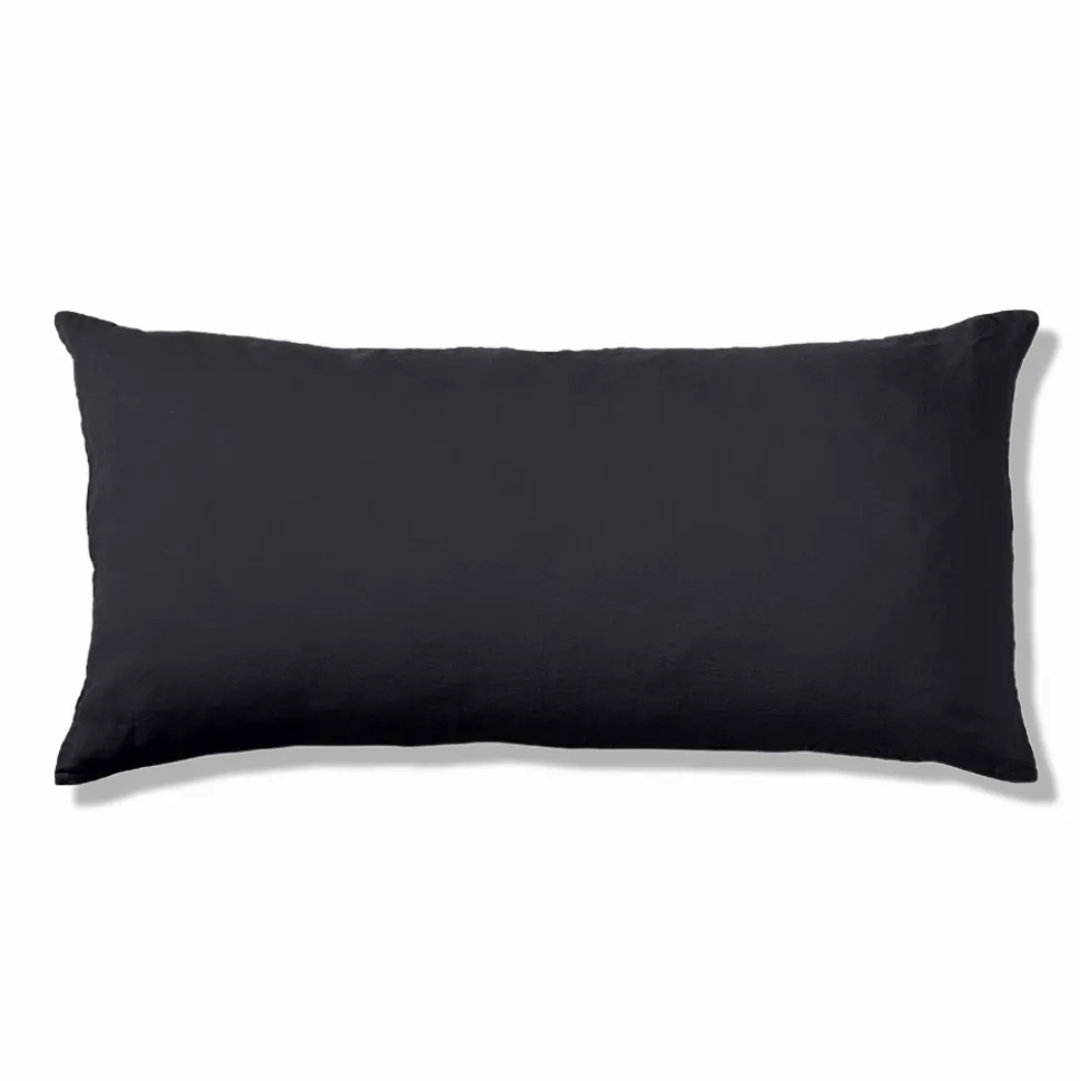 Coussin rectangle en lin lavé - Bleu Encre