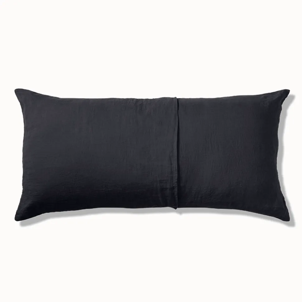 Coussin rectangle en lin lavé - Bleu Encre