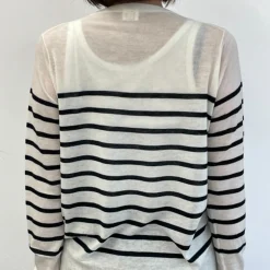 C.T.plage - Pull Fin Mariniére - Blanc
