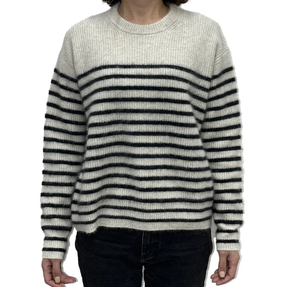 C.T.plage x Merci - Pull Rayé - Gris/Bleu