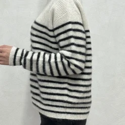 C.T.plage x Merci - Pull Rayé - Gris/Bleu