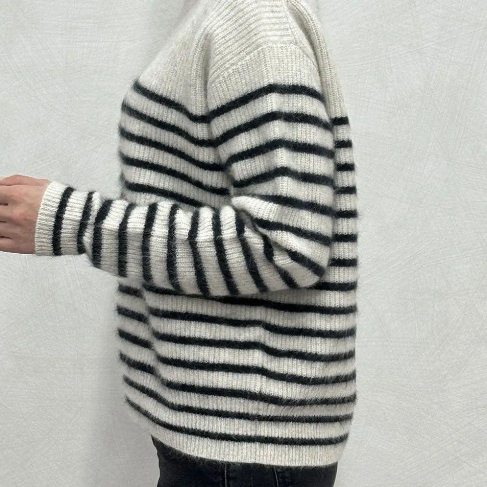C.T.plage x Merci - Pull Rayé - Gris/Bleu