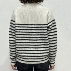 C.T.plage x Merci - Pull Rayé - Gris/Bleu