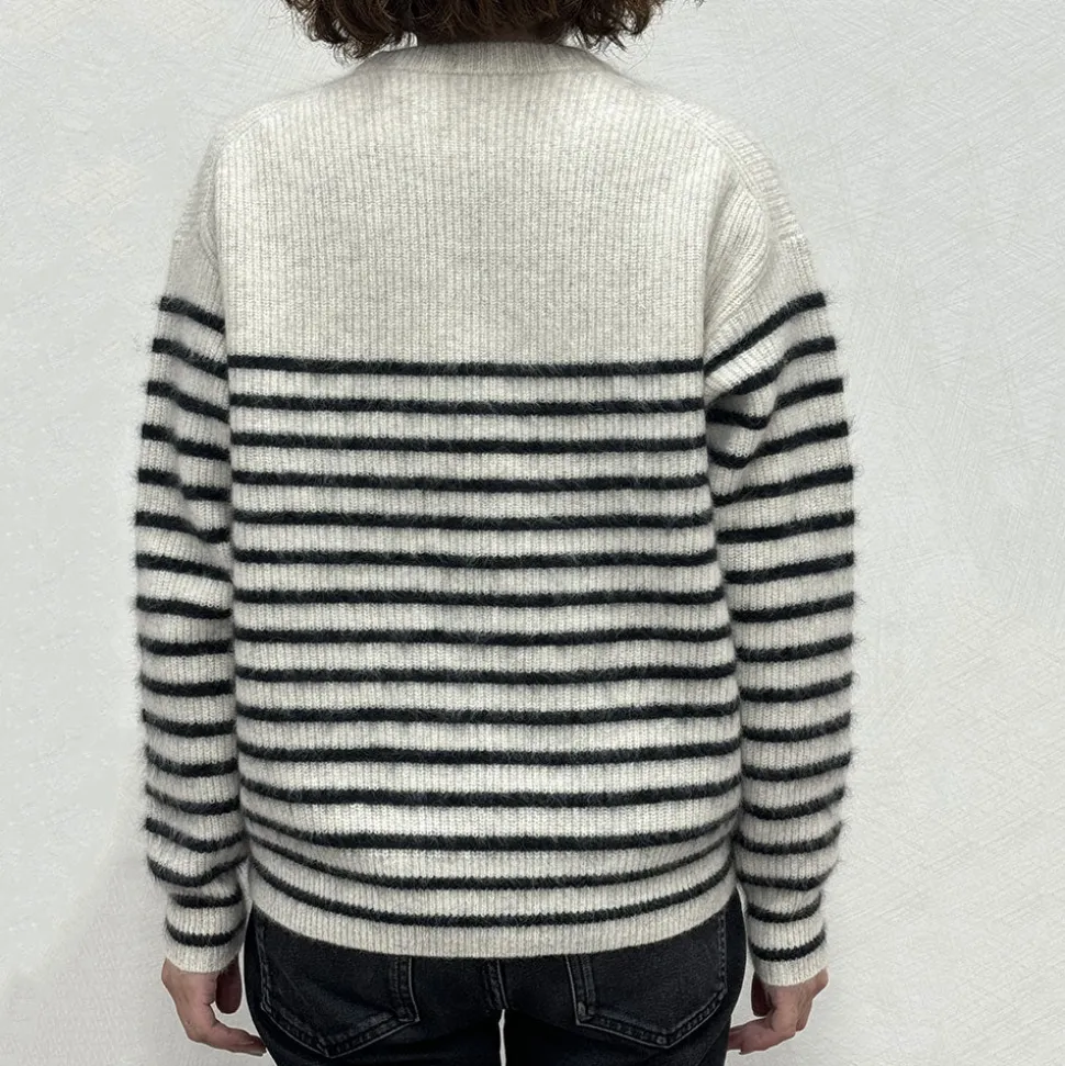 C.T.plage x Merci - Pull Rayé - Gris/Bleu