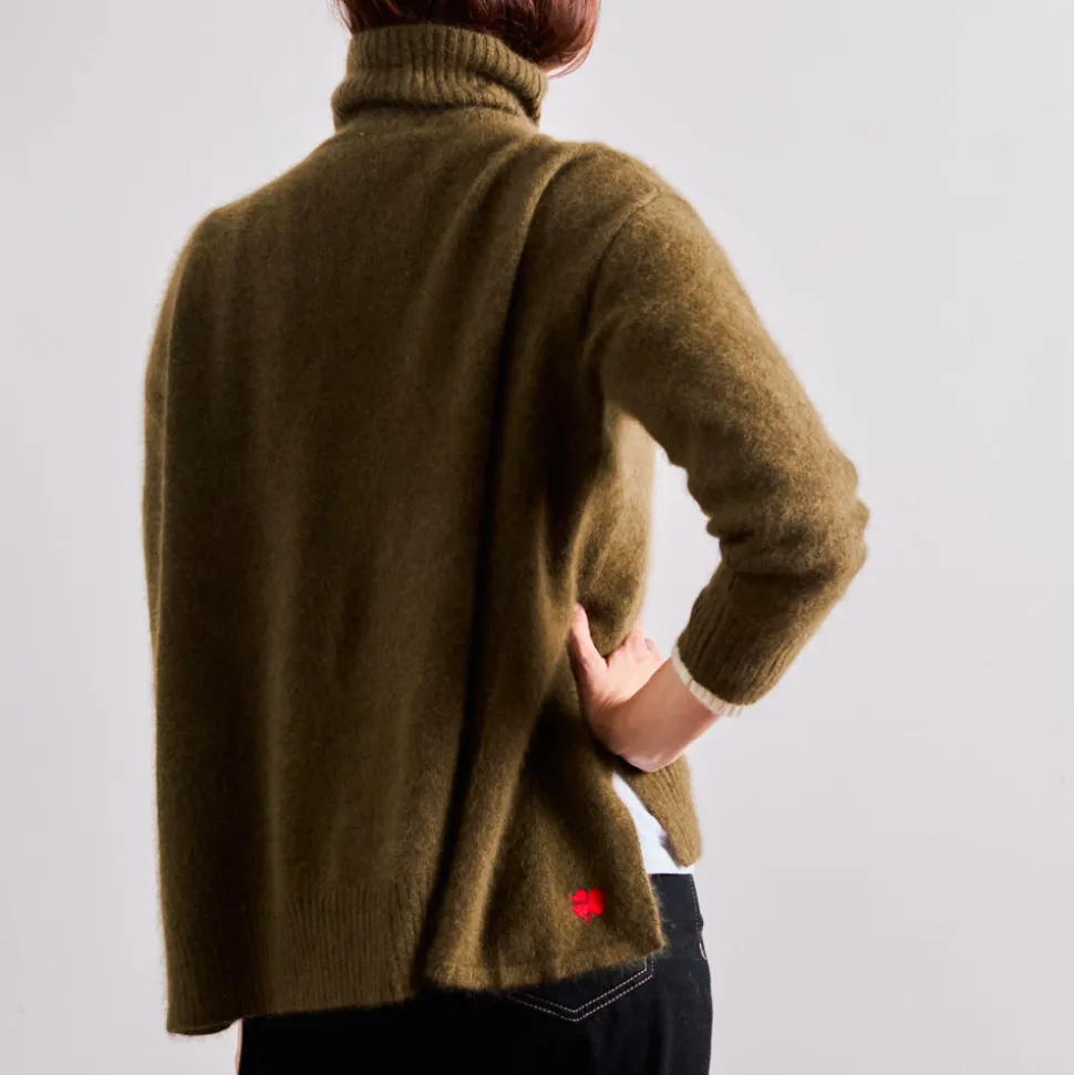C.T.plage x Merci - Pull Trèfle - Olive