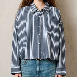 Denimist - Chemise Rayure Courte - Marine