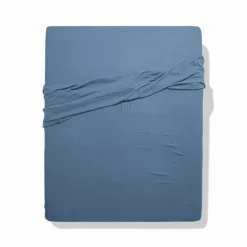 Drap plat en gaze de coton - Bleu Zinc