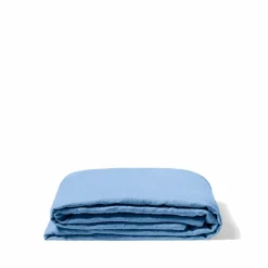 Drap plat en lin lavé - Bleu Tyrrhénien